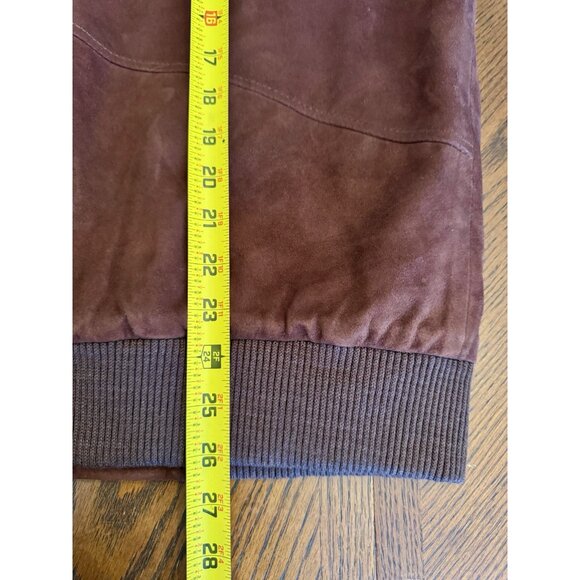 Vintage Suede Leather Rich Brown Bomber Jacket Men's L Coat - Picture 15 of 16